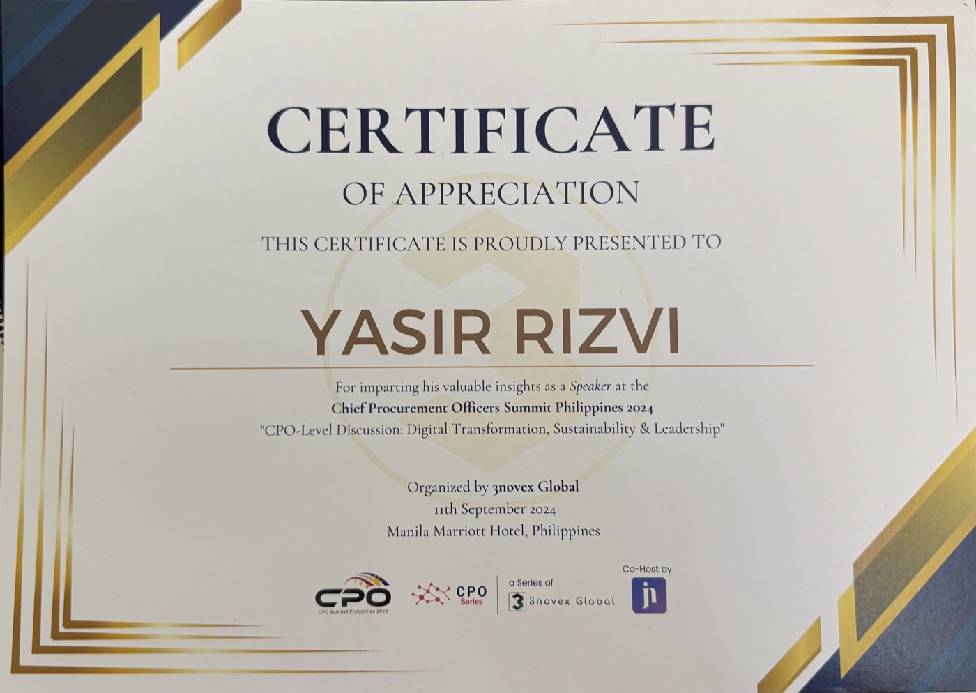 Certificate of Appreciation