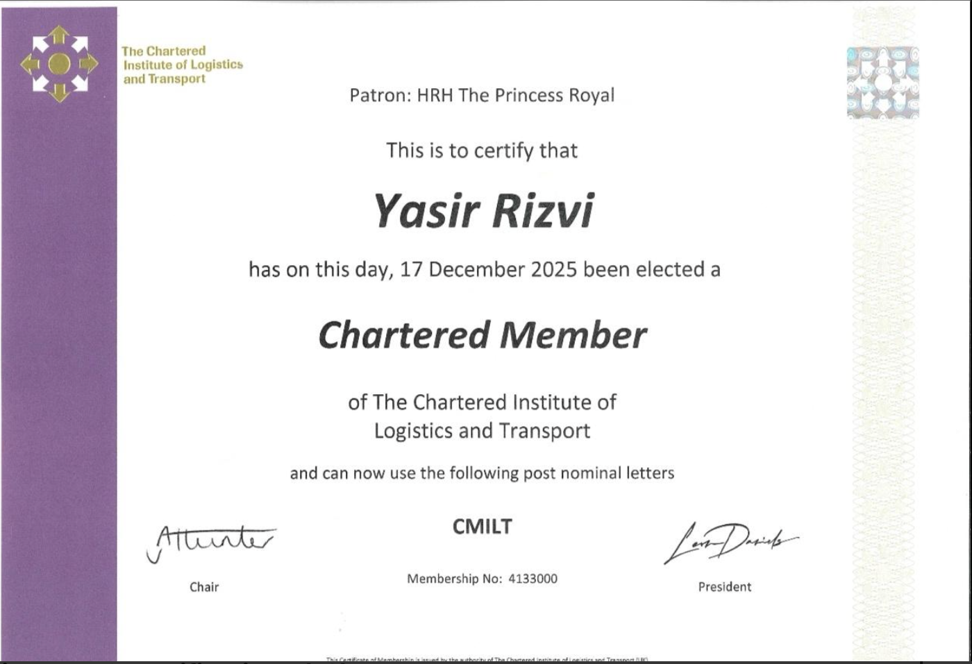 Chartered Member (CMILT)