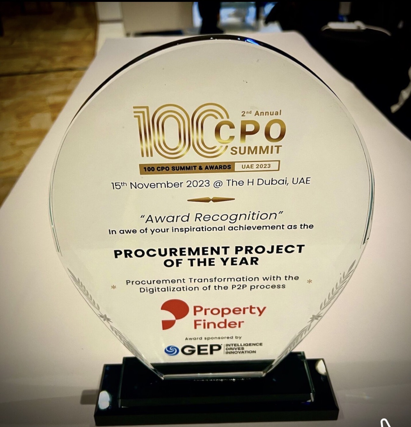 Award Trophy — P2P Digitalisation